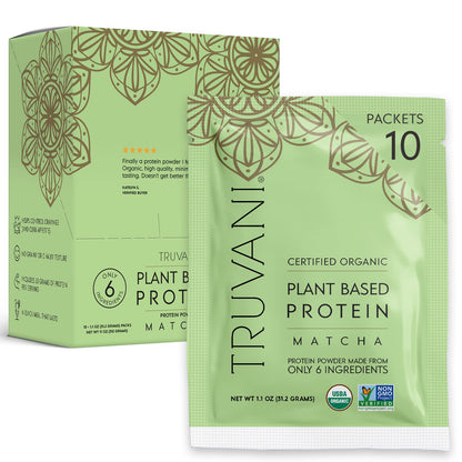 Matcha | 20g Organic Plant Based Protein | 10 Travel Packets | Keto | Gluten & Dairy Free | Low Carb | No Added Sugar.
