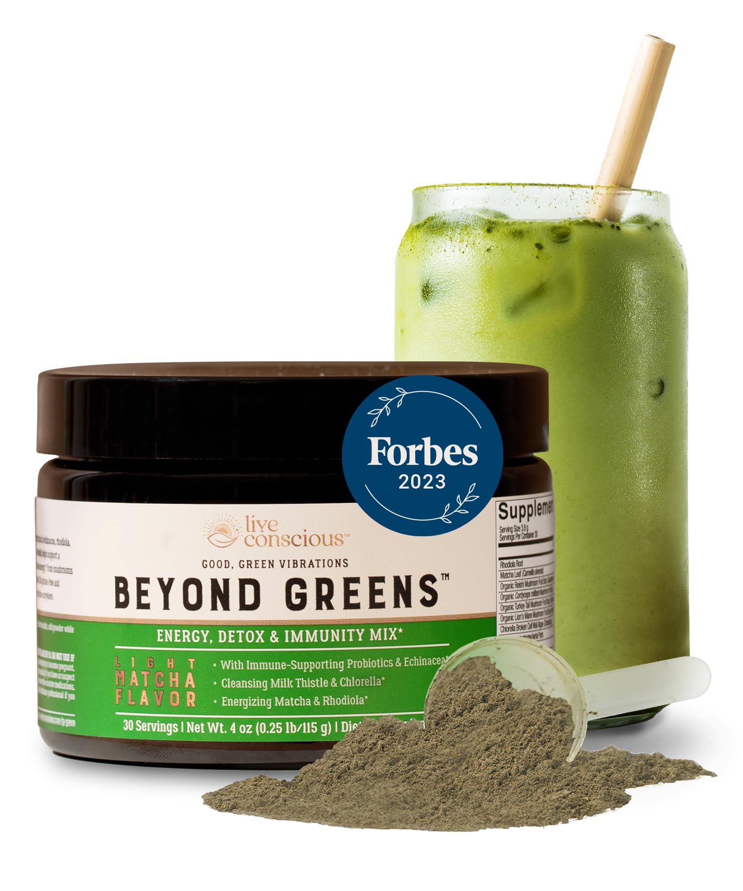 Matcha Greens Blend w/Chlorella Echinacea Probiotics for Immune Support & Energy.
