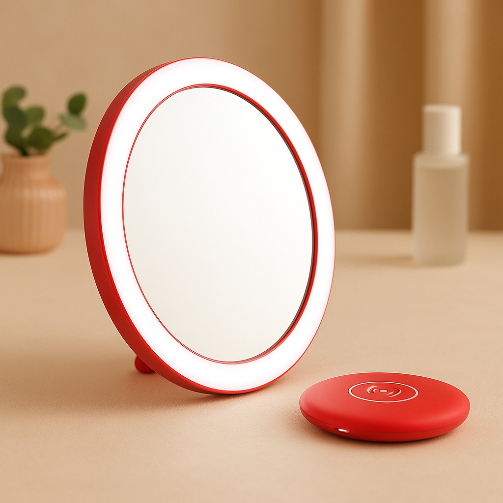 Rechargeable LED Handheld Makeup Mirror.